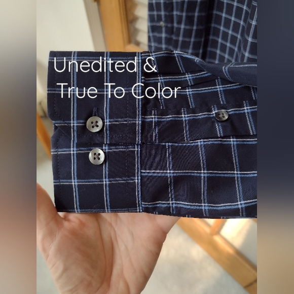 NWT Van Heusen Medium 15-15.5 Slim Fit Blue Checkered Dress Shirt $60 Retail - Picture 12 of 12